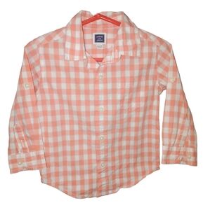 Janie and Jack Coral & White Check Shirt